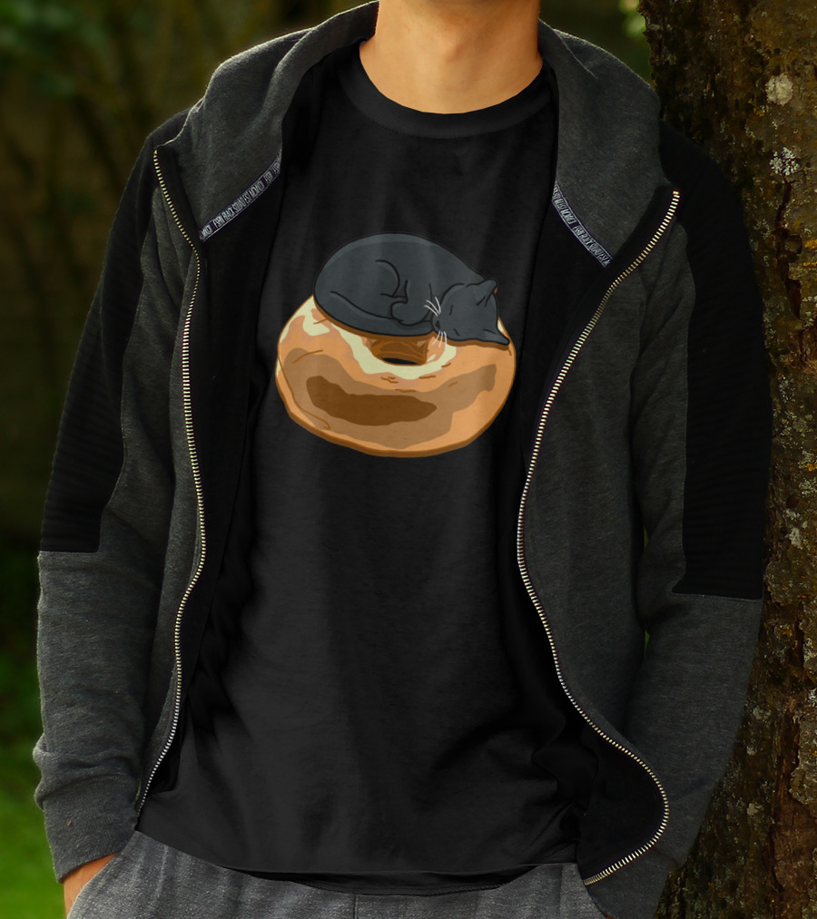 Bagel Cat Black Sleeping On Bagel 1230319 T-Shirt