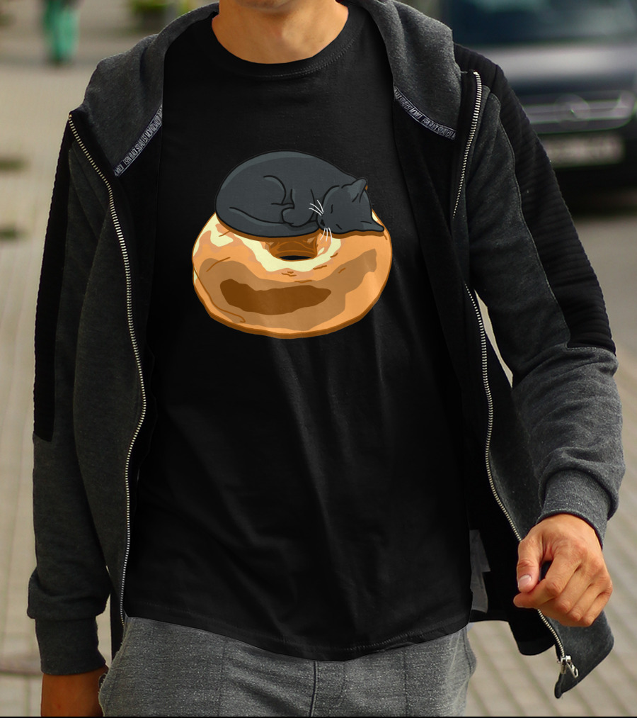Bagel Cat Black Sleeping On Bagel 1230319 T-Shirt