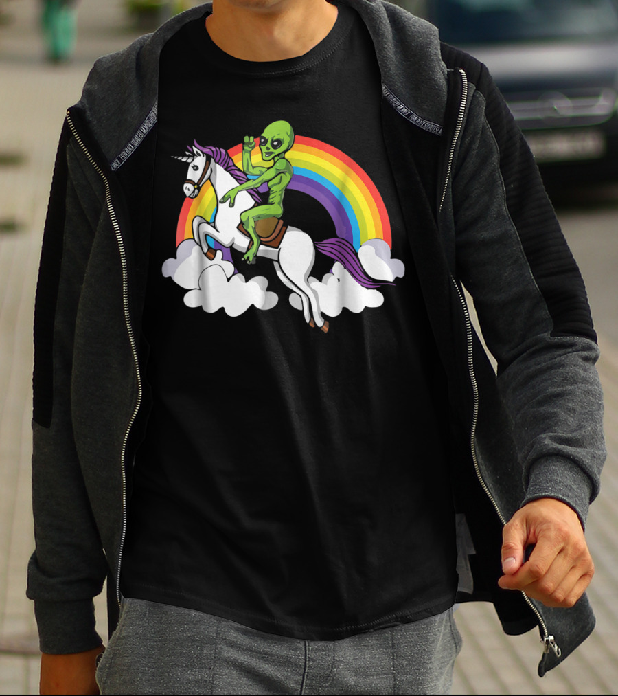 Alien Riding Unicorn T-Shirt
