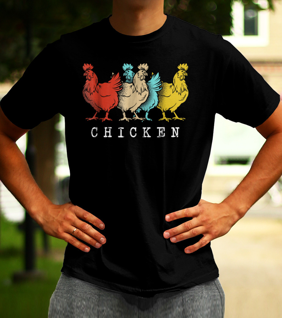 Chicken Vintage Funny Farm Poultry Farmer Rooster Retro Colorful T-Shirt