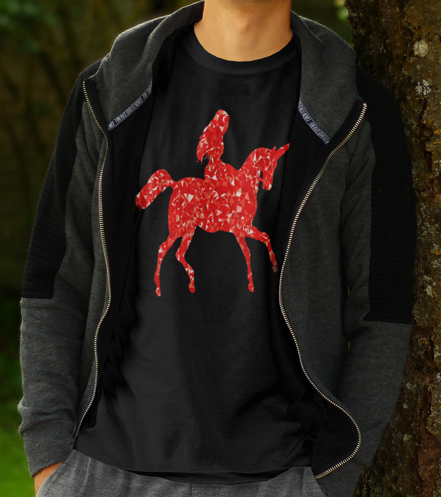 Animal Unicorn Sapphire Red Crystal T-Shirt