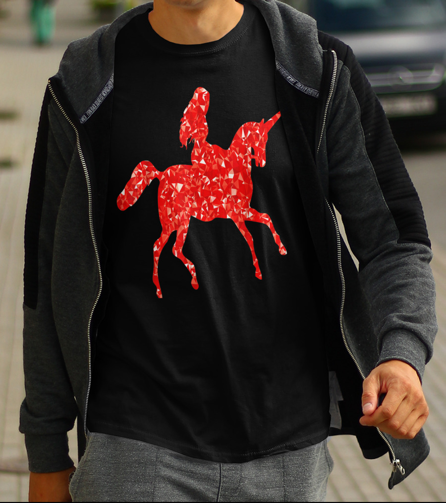 Animal Unicorn Sapphire Red Crystal T-Shirt
