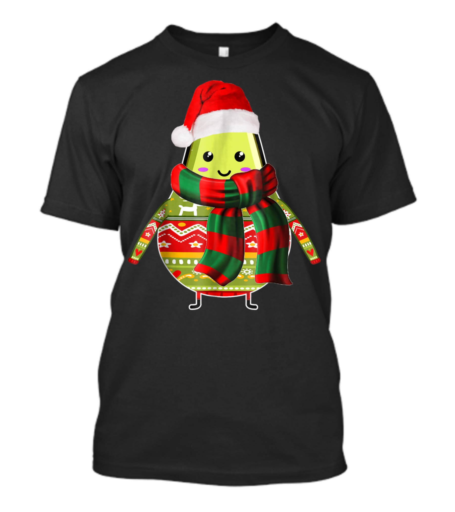 Avocado Ugly Christmas Cool Fruit Lover Santa Hat Holiday T-Shirt