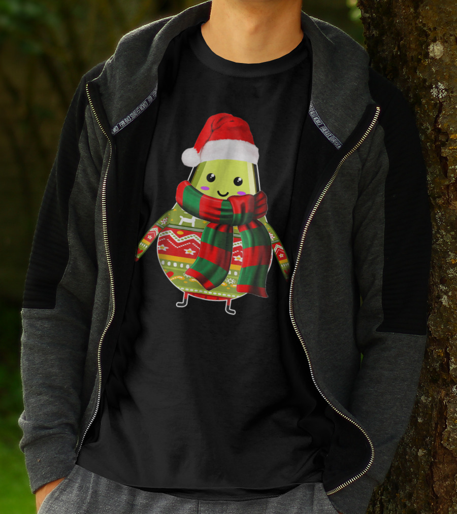 Avocado Ugly Christmas Cool Fruit Lover Santa Hat Holiday T-Shirt