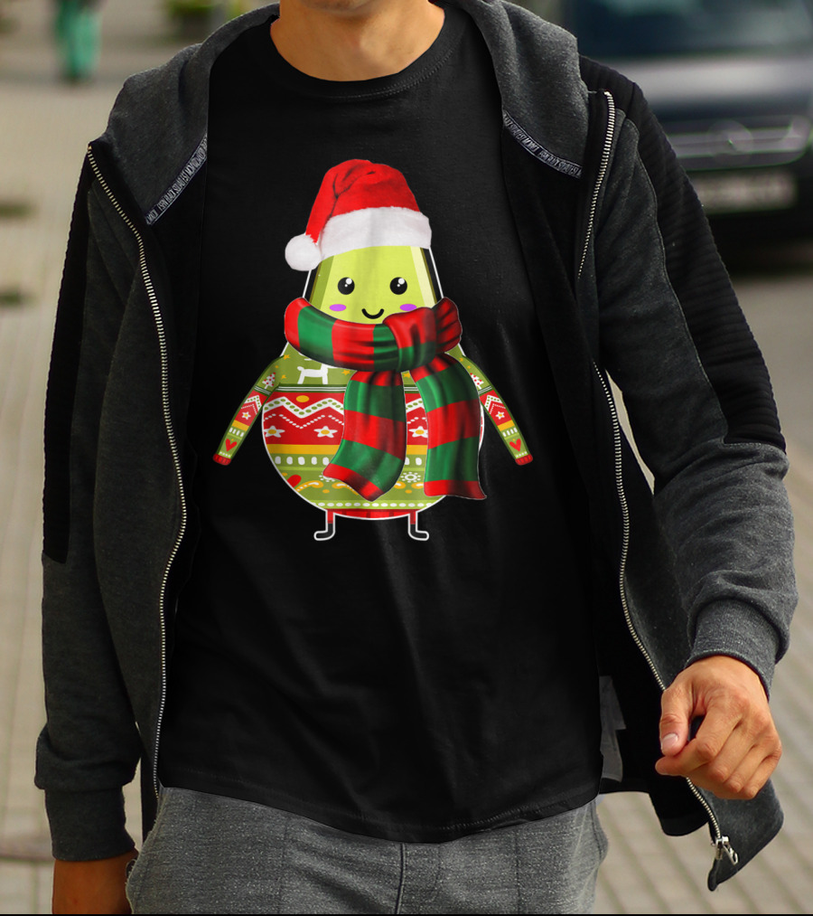 Avocado Ugly Christmas Cool Fruit Lover Santa Hat Holiday T-Shirt