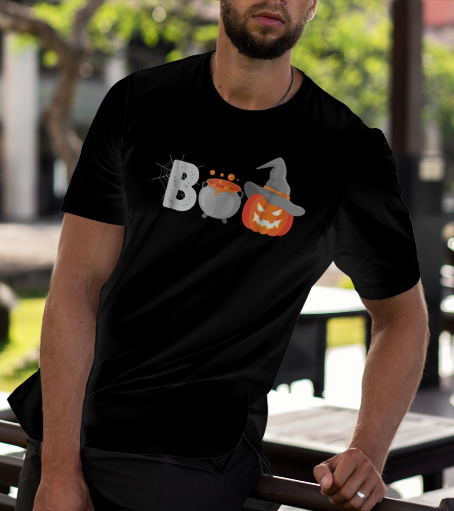 Boo To You Funny Halloween Pumpkin Witch Hat Cauldron T-Shirt