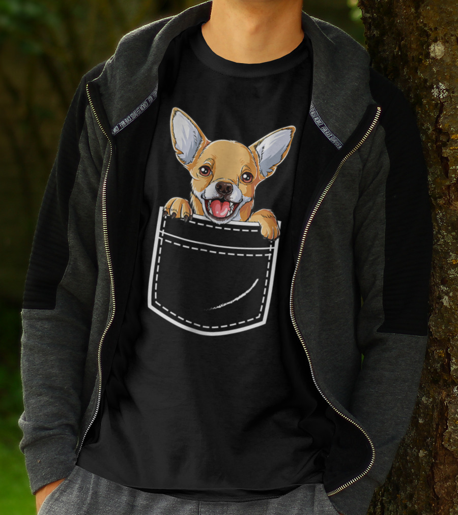 Chihuahua Dog Puppy In Your Front Pocket Women3 T-Shirt