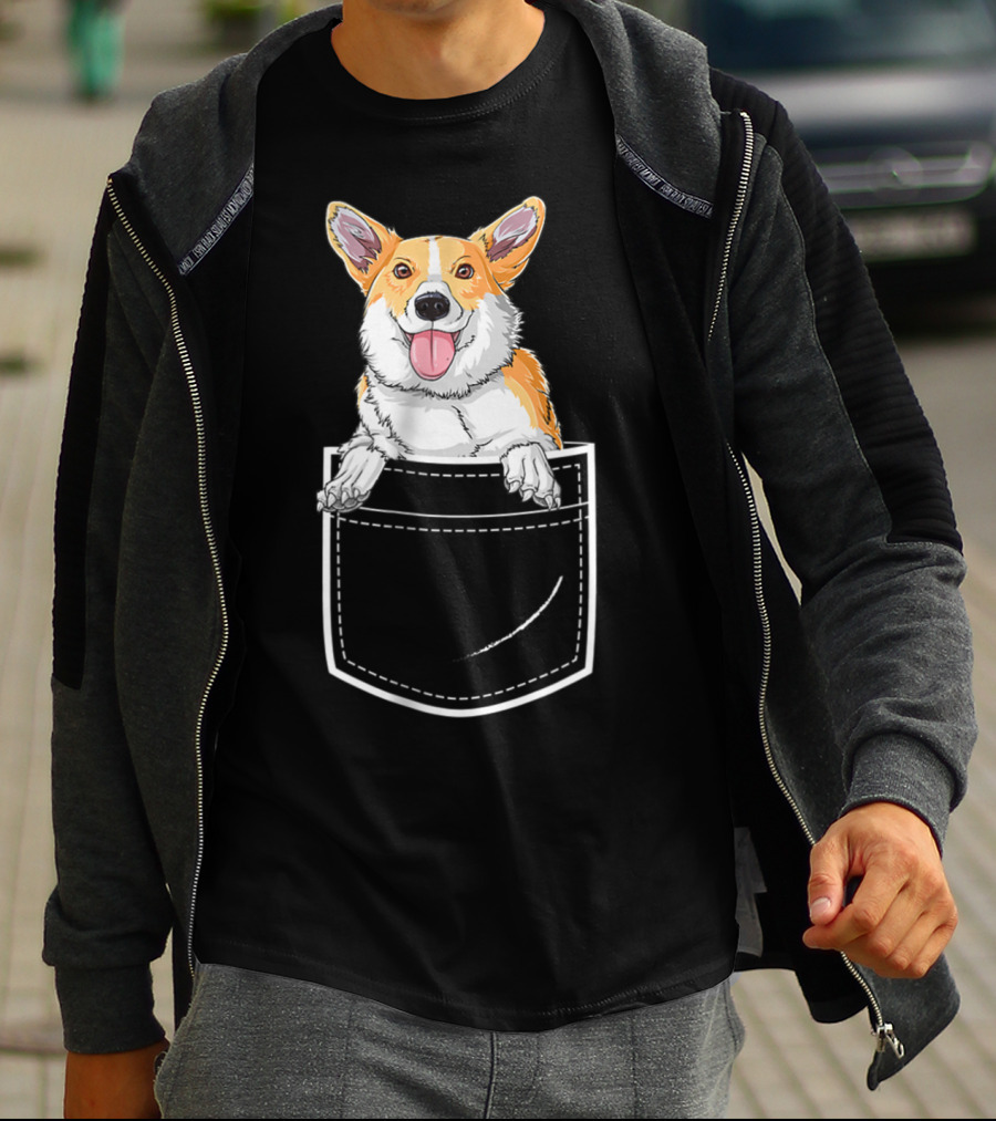 Corgi Puppy In Your Front Pocket For Men T-Shirt