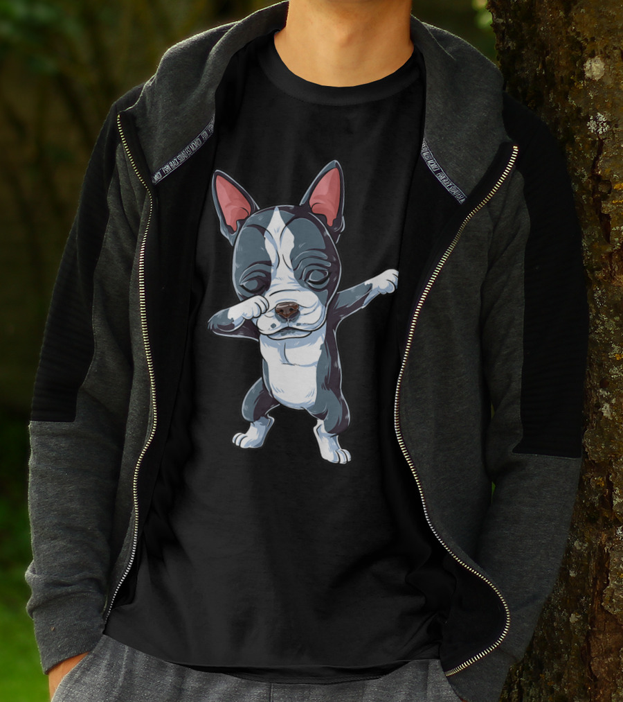 Dabbing Boston Terrier Boys Kids Dog Lover Dab T-Shirt