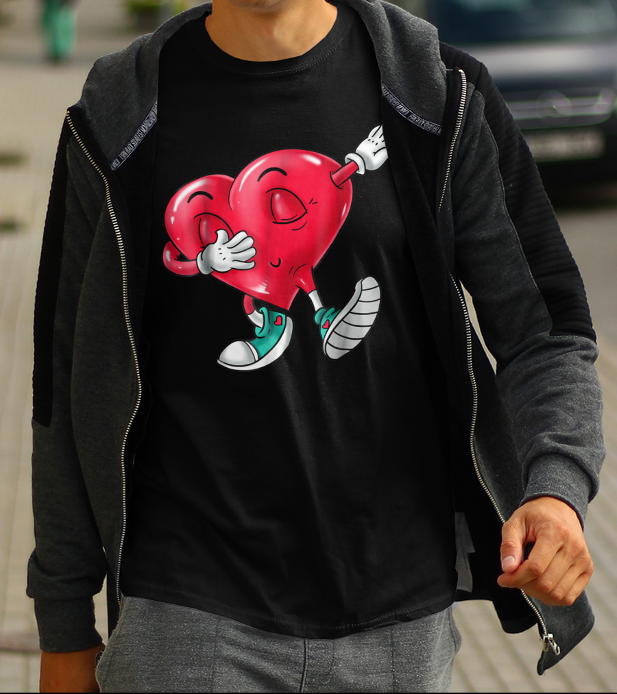 Dabbing Heart Valentine Kids Boys Love Day T-Shirt