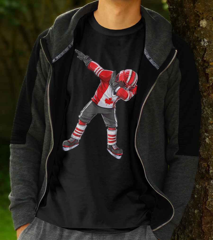 Dabbing Canada Flag Hockey Squad Boys Men Ice2 T-Shirt