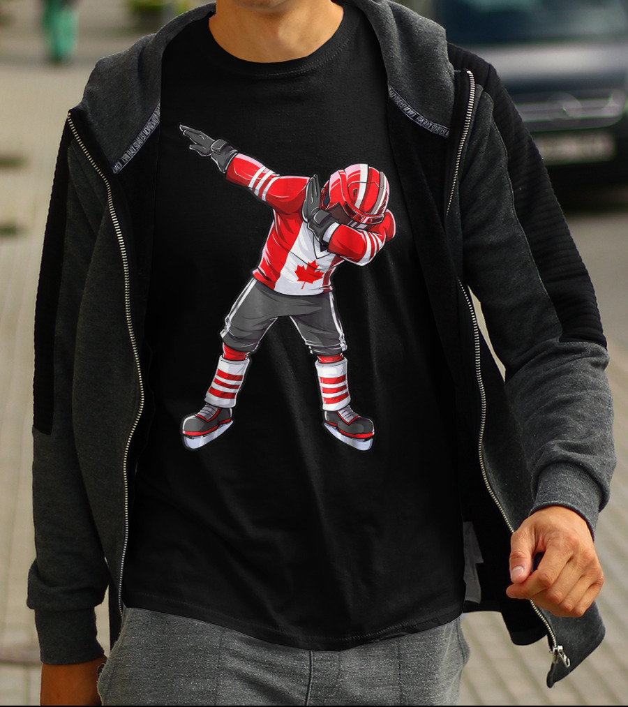 Dabbing Canada Flag Hockey Squad Boys Men Ice2 T-Shirt