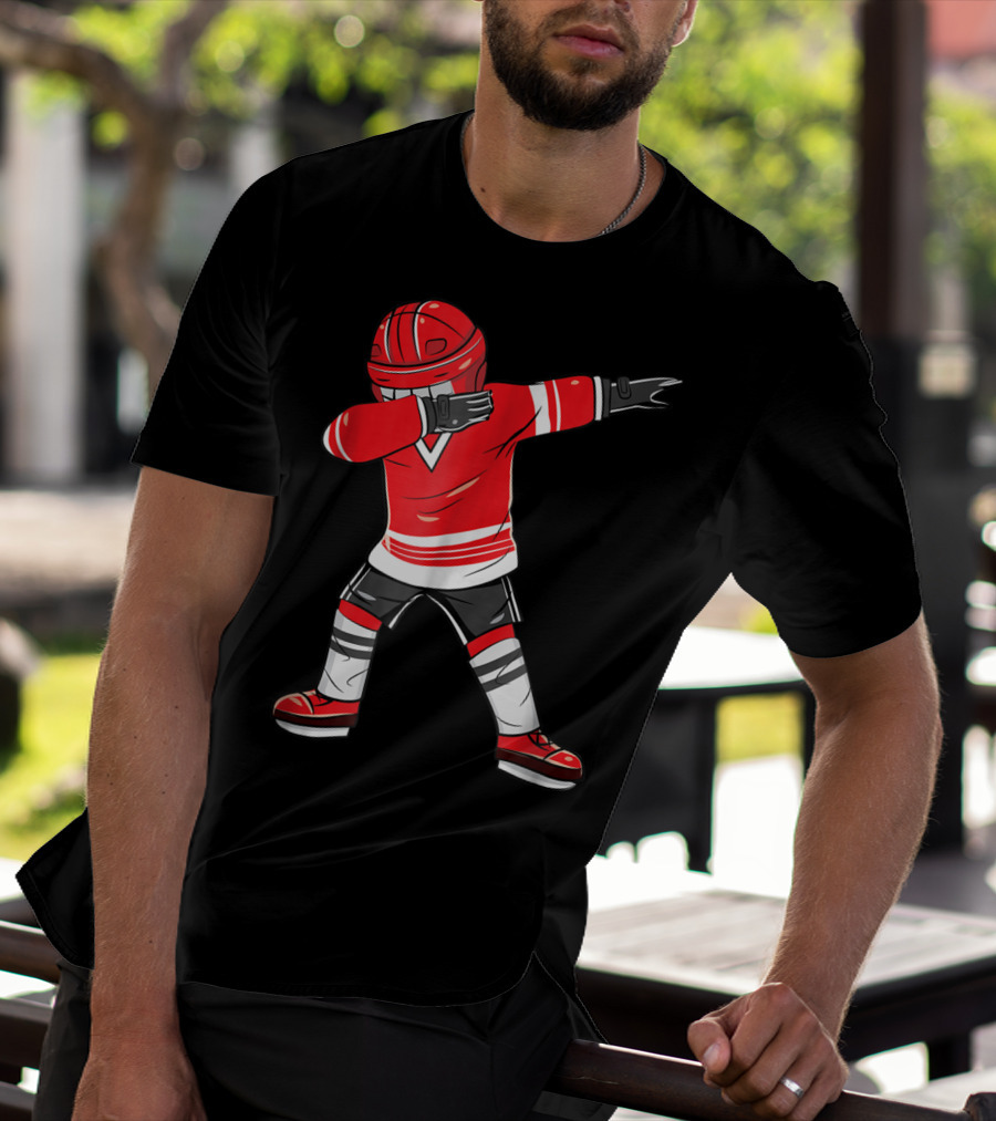Dabbing Ice Hockey Funny Dab Squad Red Jersey T-Shirt