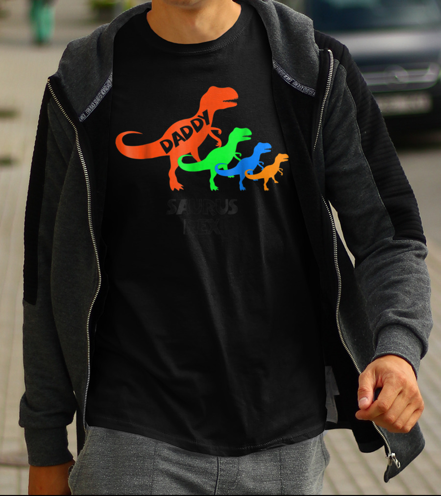 Daddysaurus Rex Dinosaur Family Colorful T-Shirt