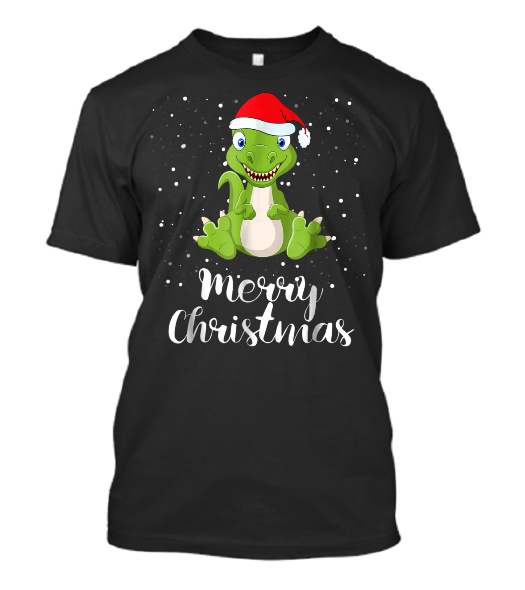 Merry Christmas Dinosaur Santa Hat Matching Family Group T-Shirt