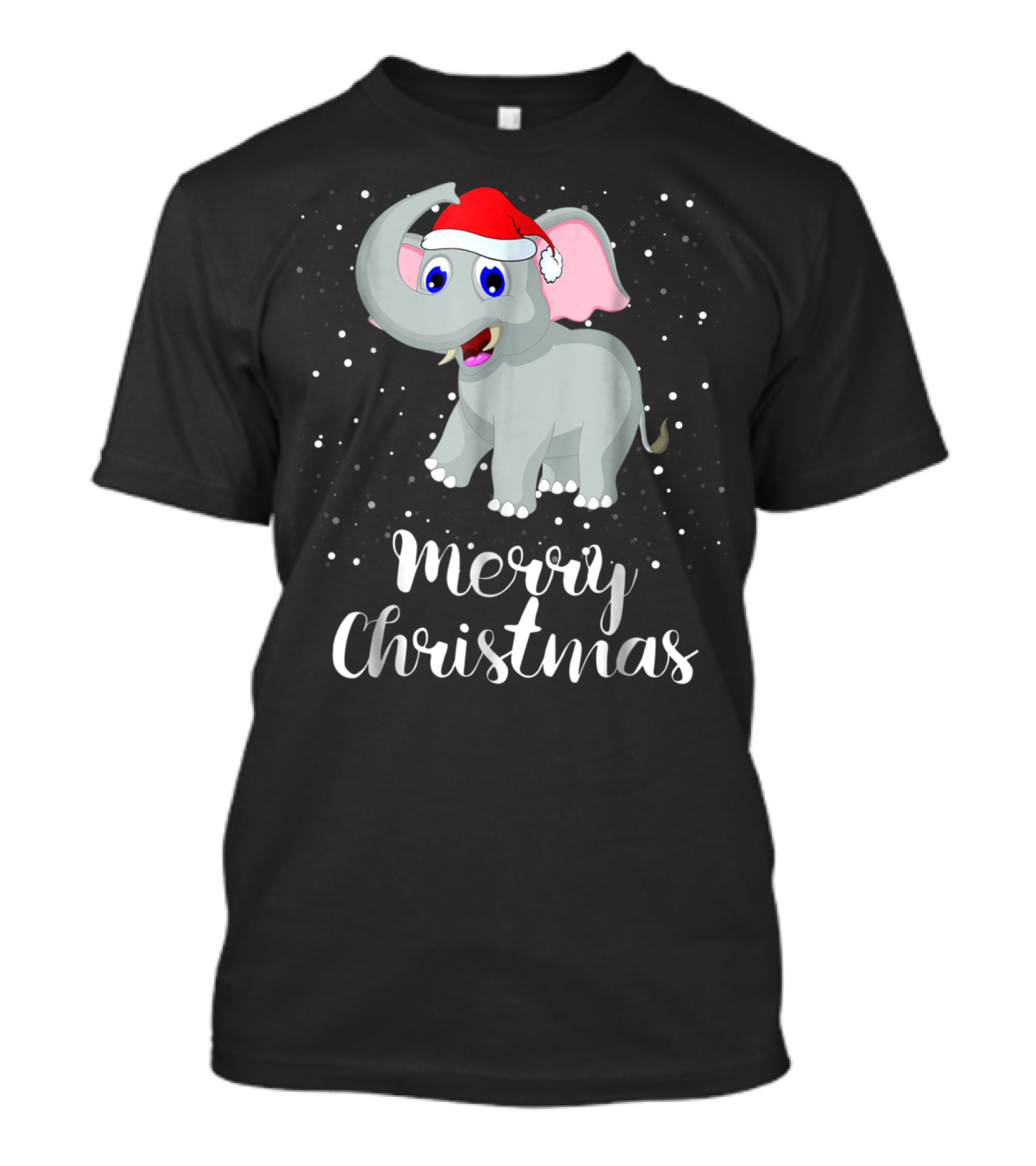 Merry Christmas Elephant Santa Hat Family Group T-Shirt