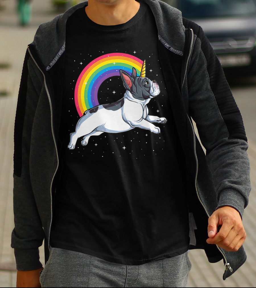 French Bulldog Unicorn Rainbow Galaxy Frenchicorn Kids Space Adventure T-Shirt