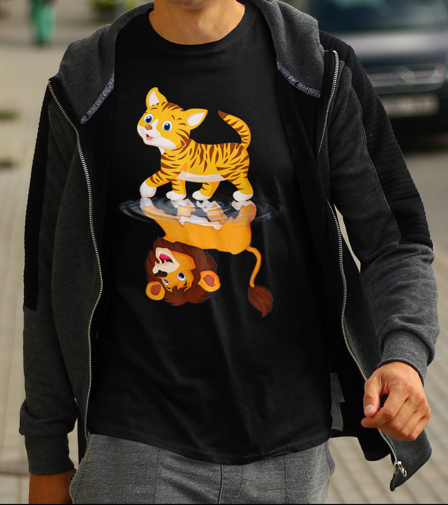 Funny Cat Lover Bengal Cat Reflection As Bengal Tiger T-Shirt