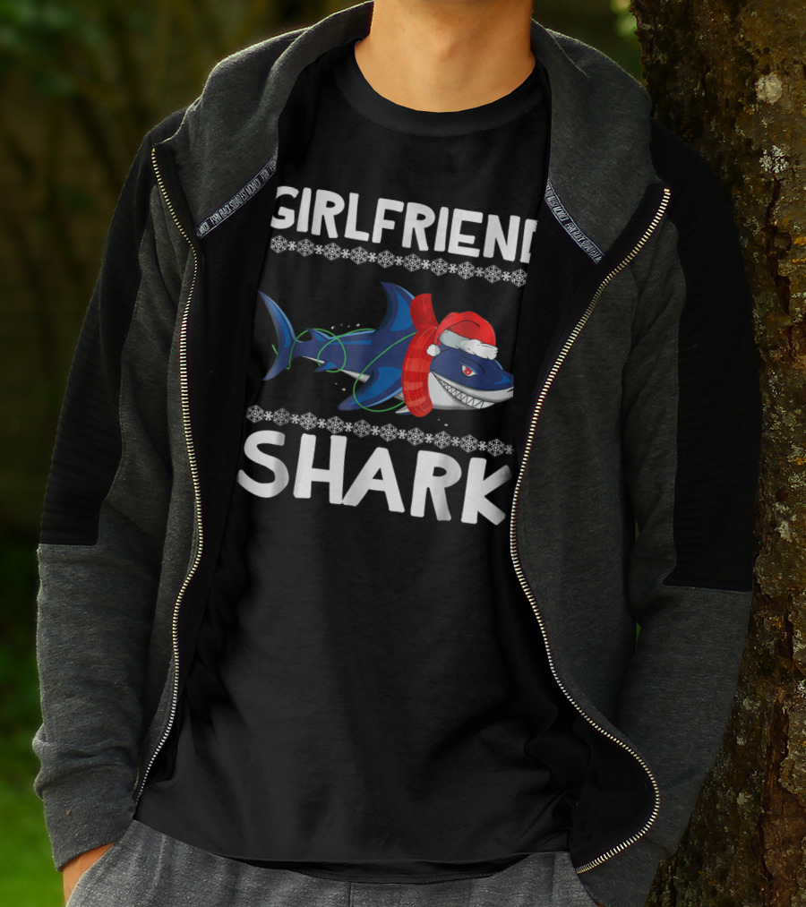 Girlfriend Shark Ugly Christmas Family Holiday T-Shirt