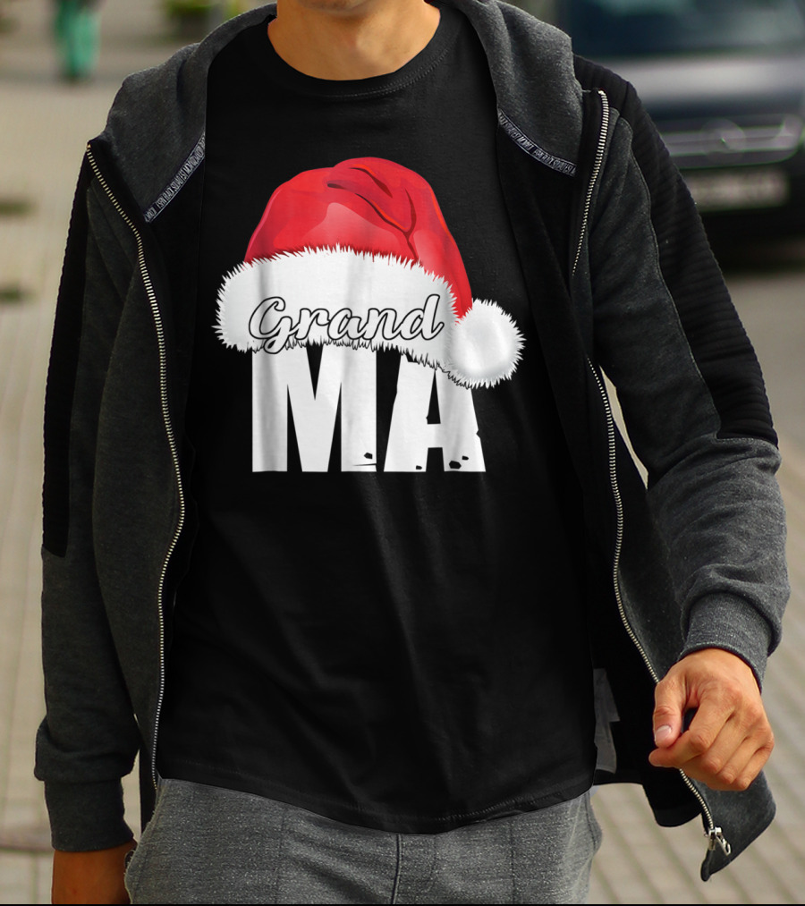 Grandma Christmas Santa Hat Family T-Shirt