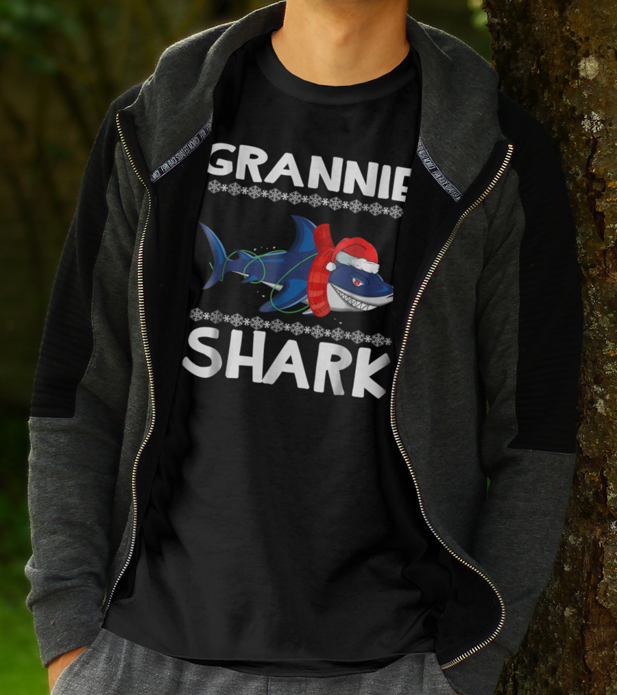 Grannie Shark Christmas Sweater With Santa Hat T-Shirt