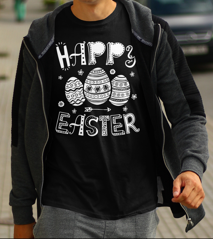Happy Easter Women Men Kids Bunny Eggs4 With Decorative Easter Eggs And Arrow T-Shirt