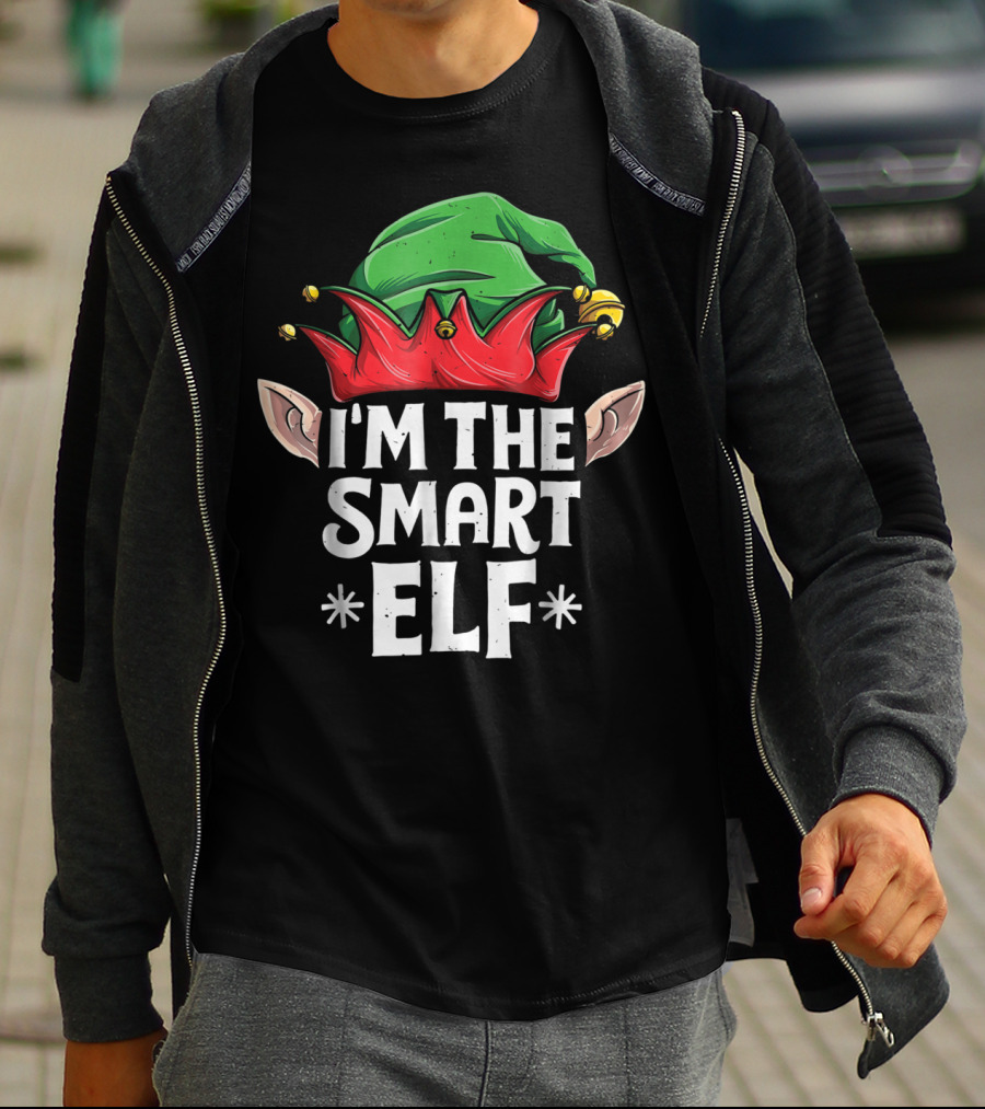 I'm The Smart Elf Christmas Family Matching Holiday Hat And Ears T-Shirt