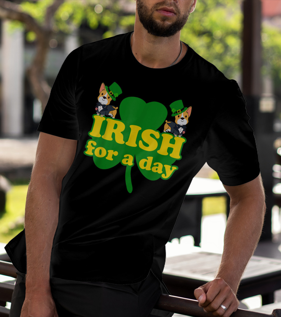Irish For A Day Shamrock Pembroke Welsh Corgi T-Shirt