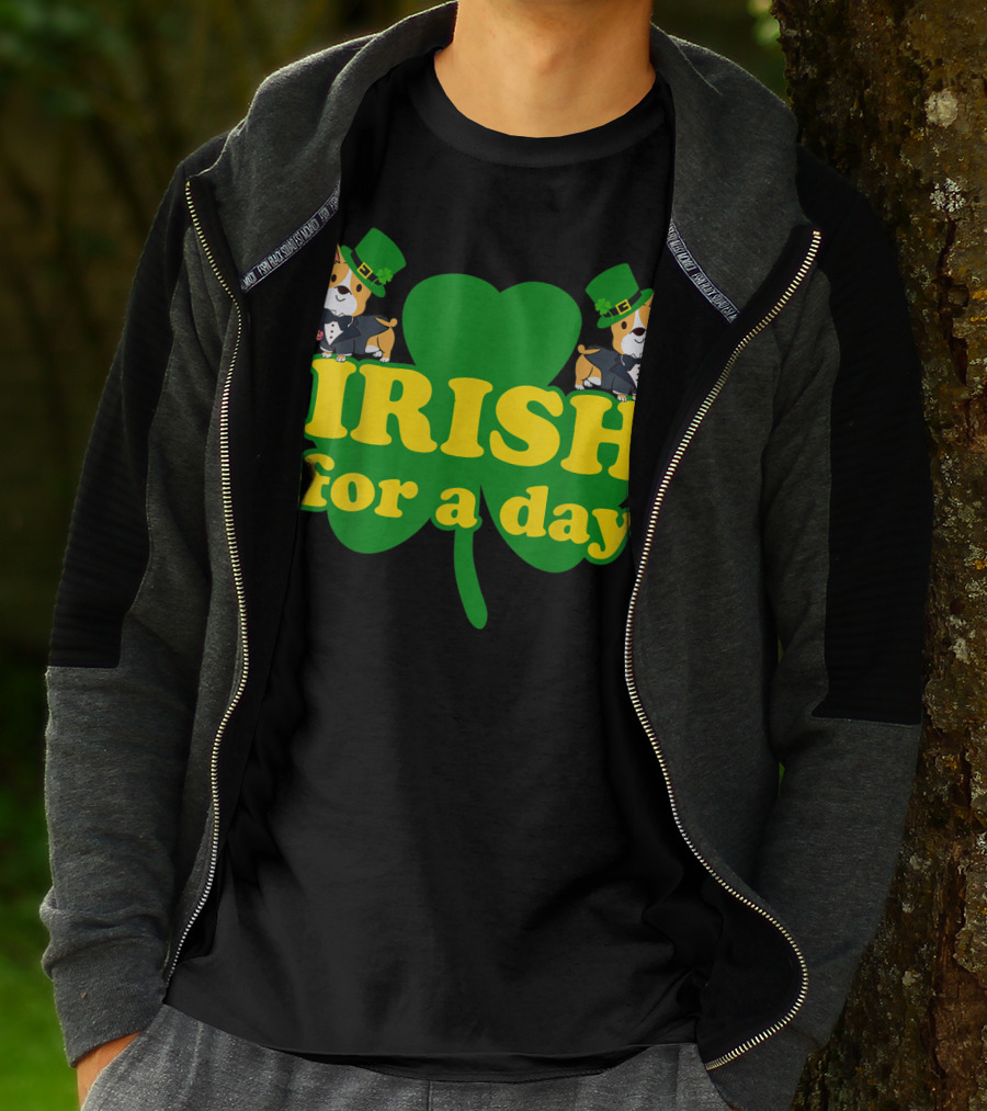 Irish For A Day Shamrock Pembroke Welsh Corgi T-Shirt
