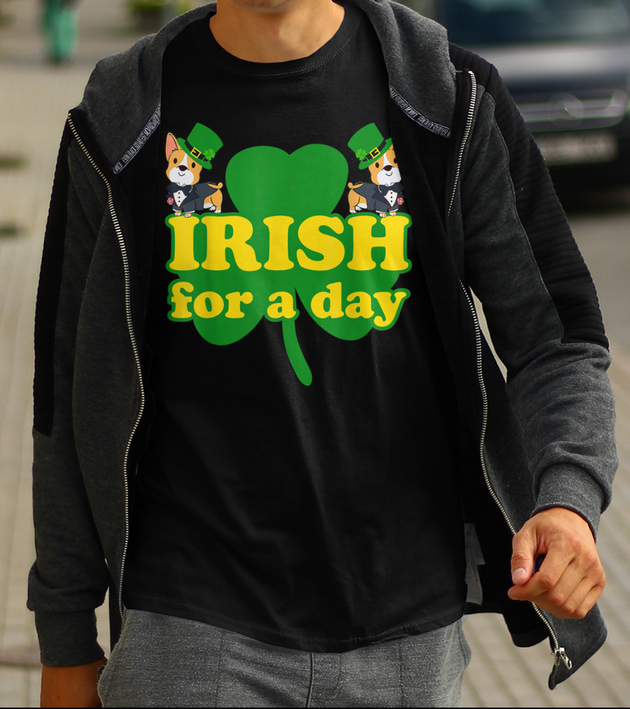 Irish For A Day Shamrock Pembroke Welsh Corgi T-Shirt