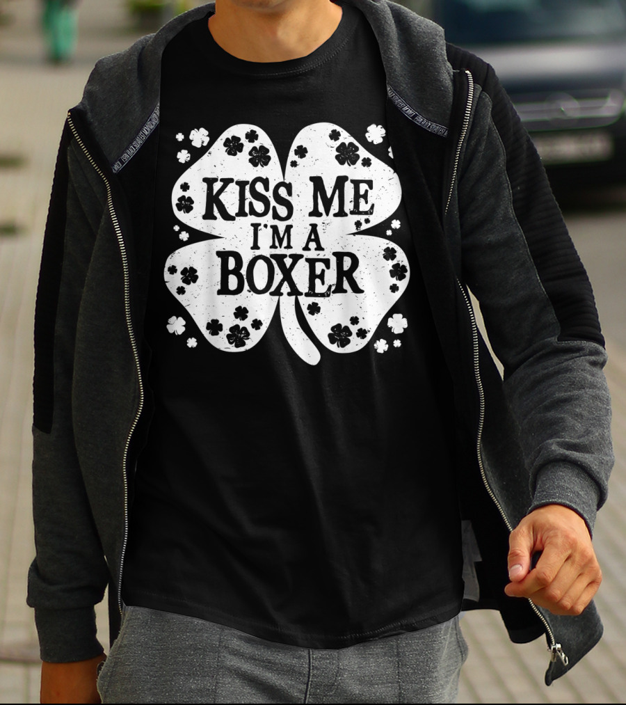 Kiss Me I'm A Boxer St Patrick's Day Four Leaf Clover T-Shirt