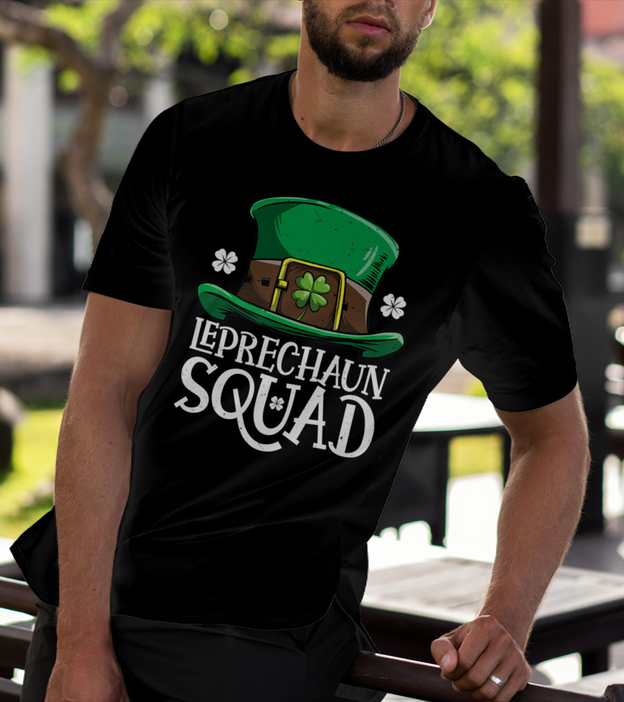 Leprechaun Squad St Patricks Day Costume12 Green Hat Clover Shamrock T-Shirt