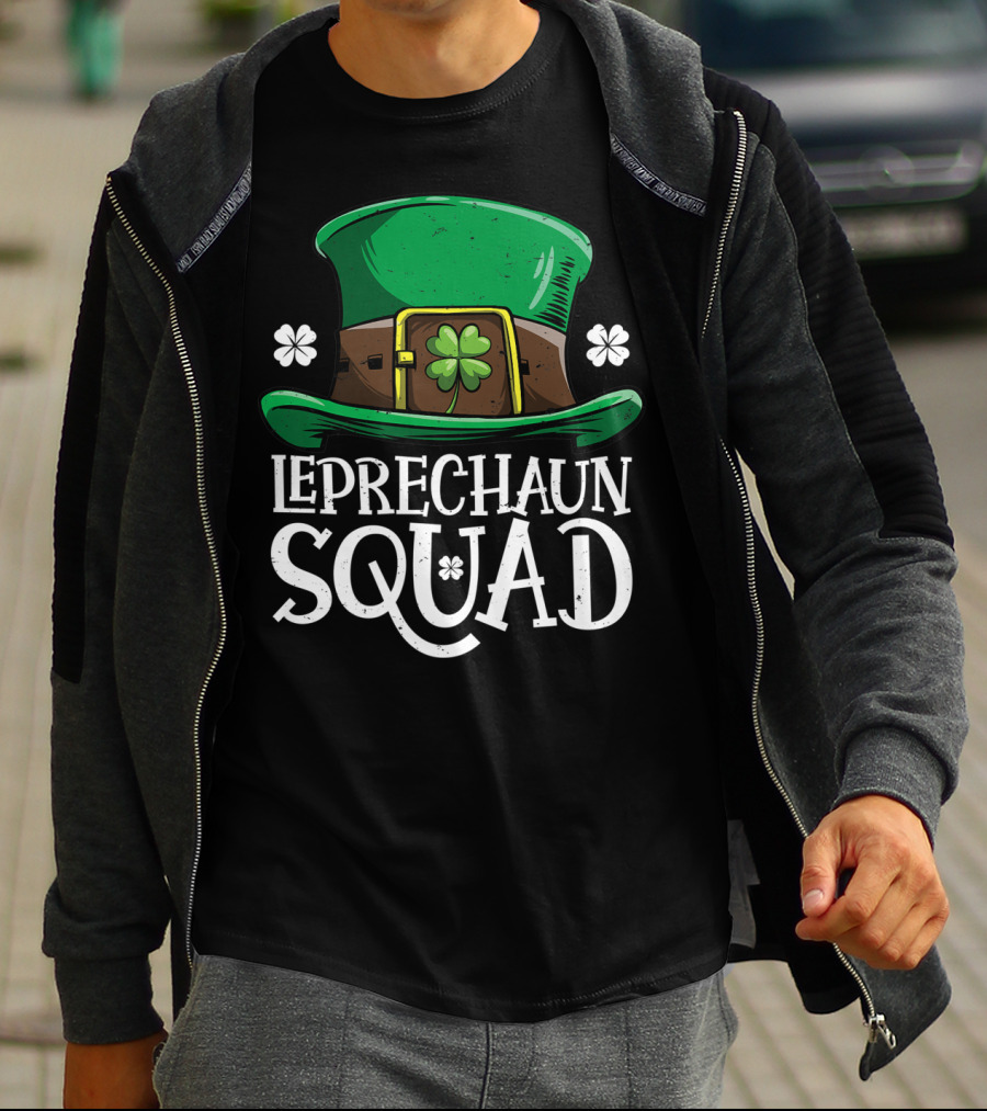 Leprechaun Squad St Patricks Day Costume12 Green Hat Clover Shamrock T-Shirt