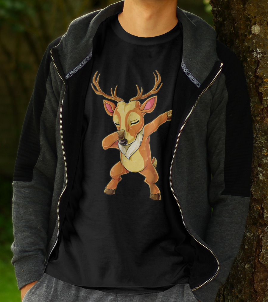 Christmas Reindeer Dabbing Boys Fun T-Shirt