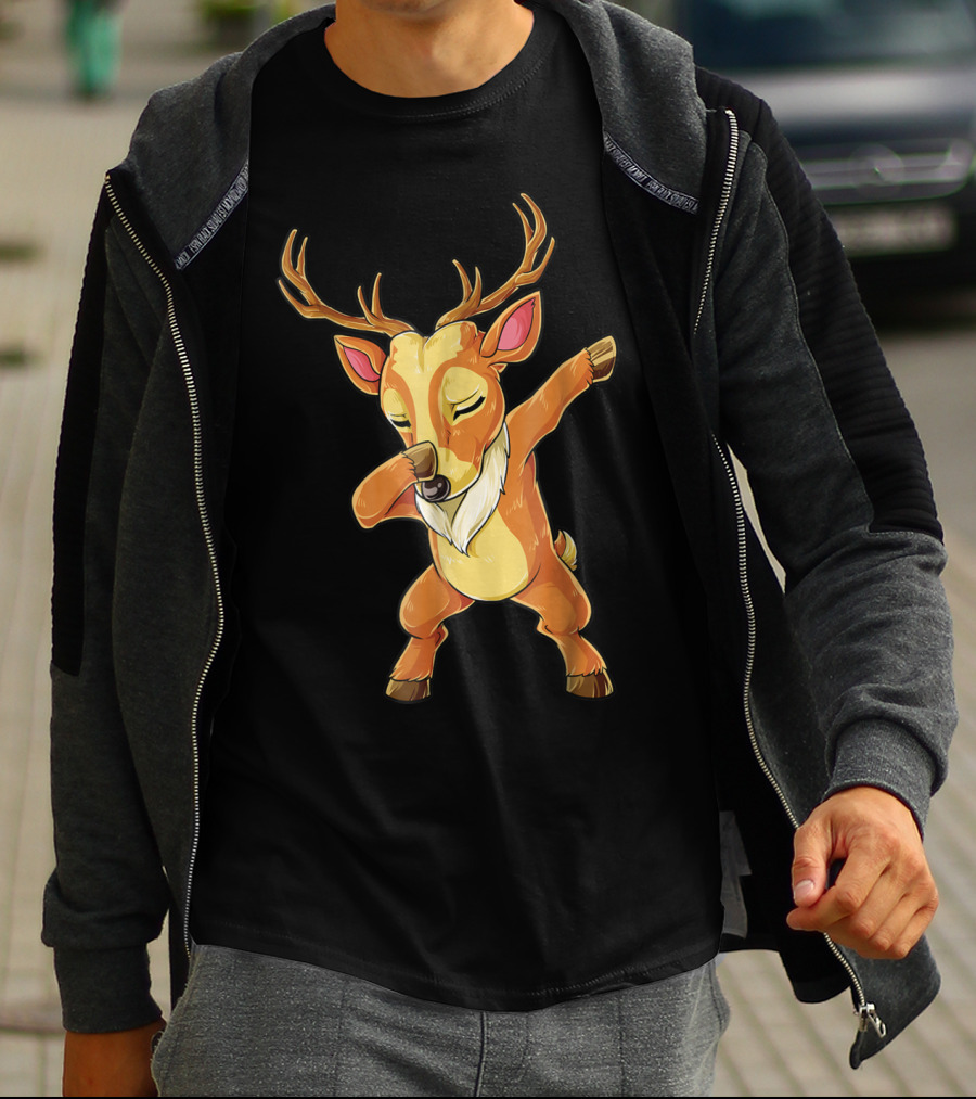 Christmas Reindeer Dabbing Boys Fun T-Shirt