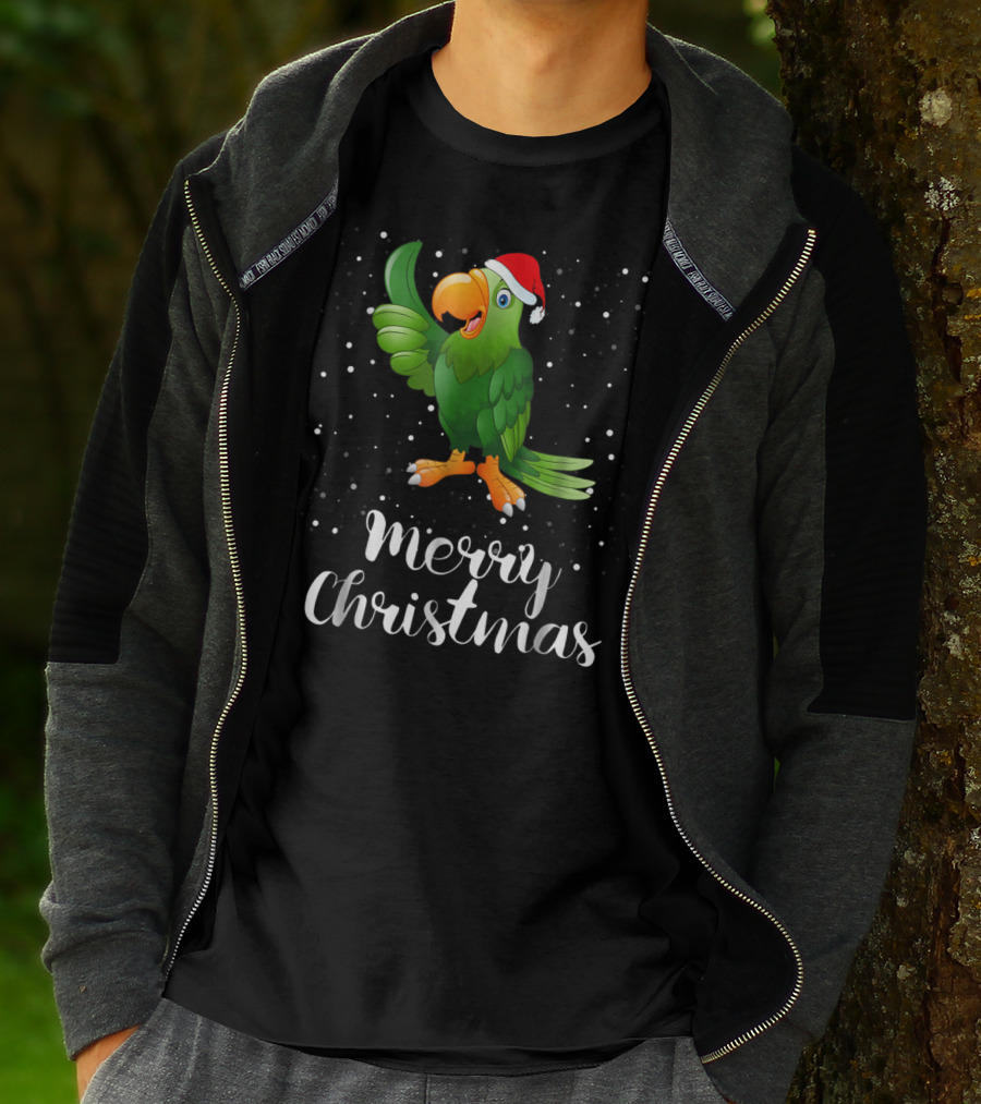 Merry Christmas Parrot Funny Matching Family Group T-Shirt