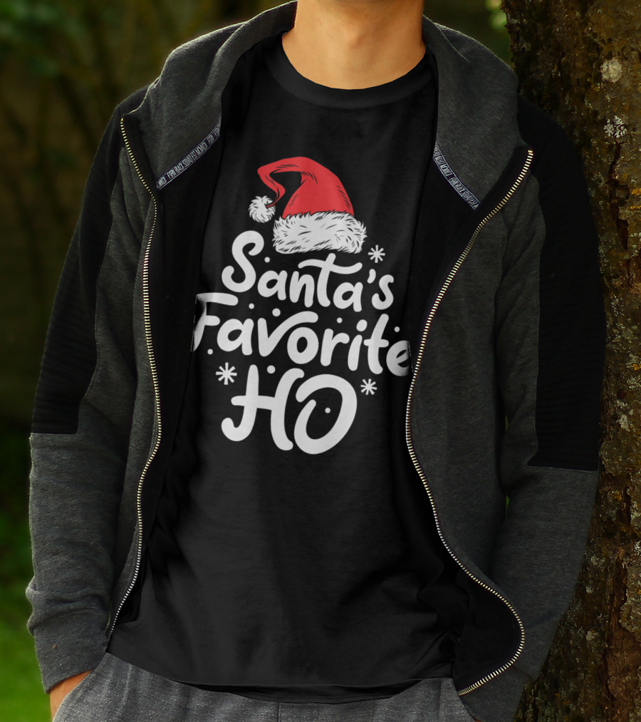 Santa's Favorite Ho Christmas Women Santa Hat T-Shirt