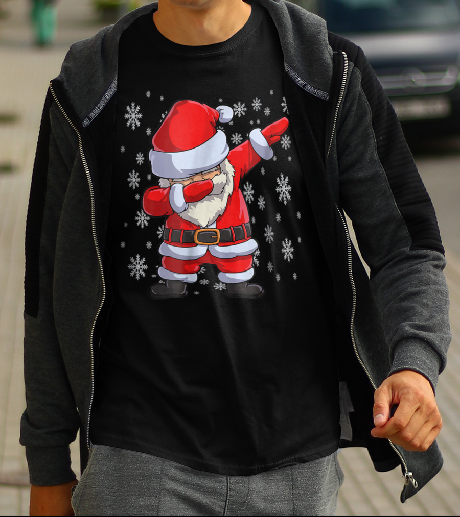 Christmas Santa Funny Dabbing Santa Boys Girls Snowflakes T-Shirt