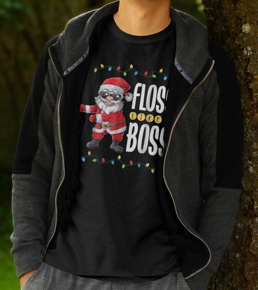 Christmas Santa Floss Like A Boss Flossing 8 Dance Lights T-Shirt