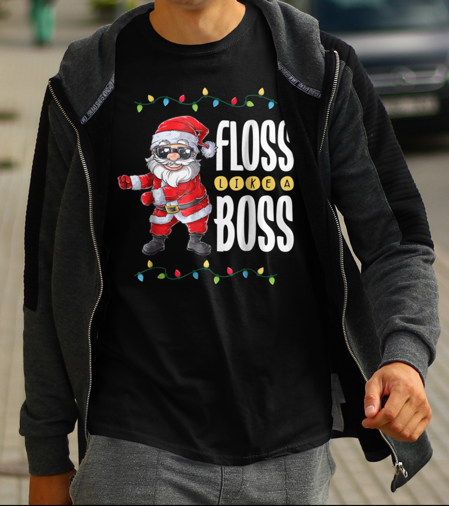 Christmas Santa Floss Like A Boss Flossing 8 Dance Lights T-Shirt