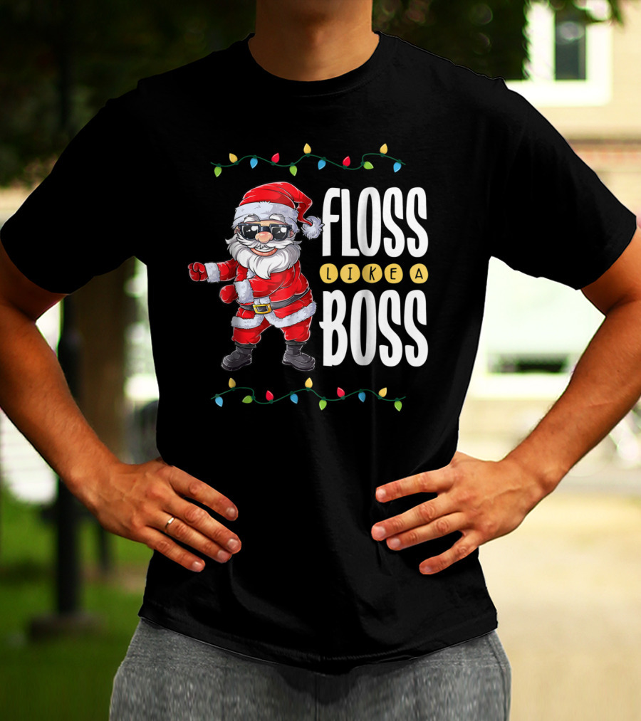 Christmas Santa Floss Like A Boss Flossing 8 Dance Lights T-Shirt