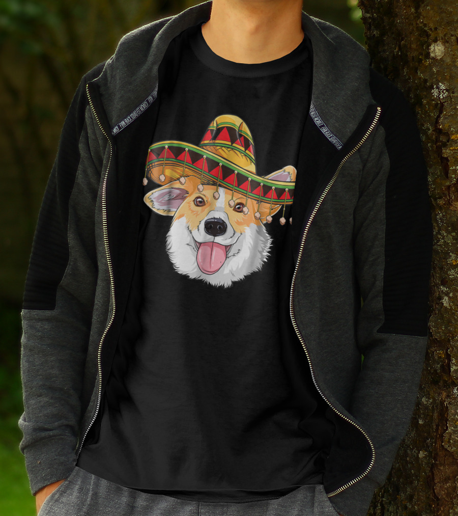 Cinco De Mayo Corgi Kids Boy Girl Sombrero Hat T-Shirt