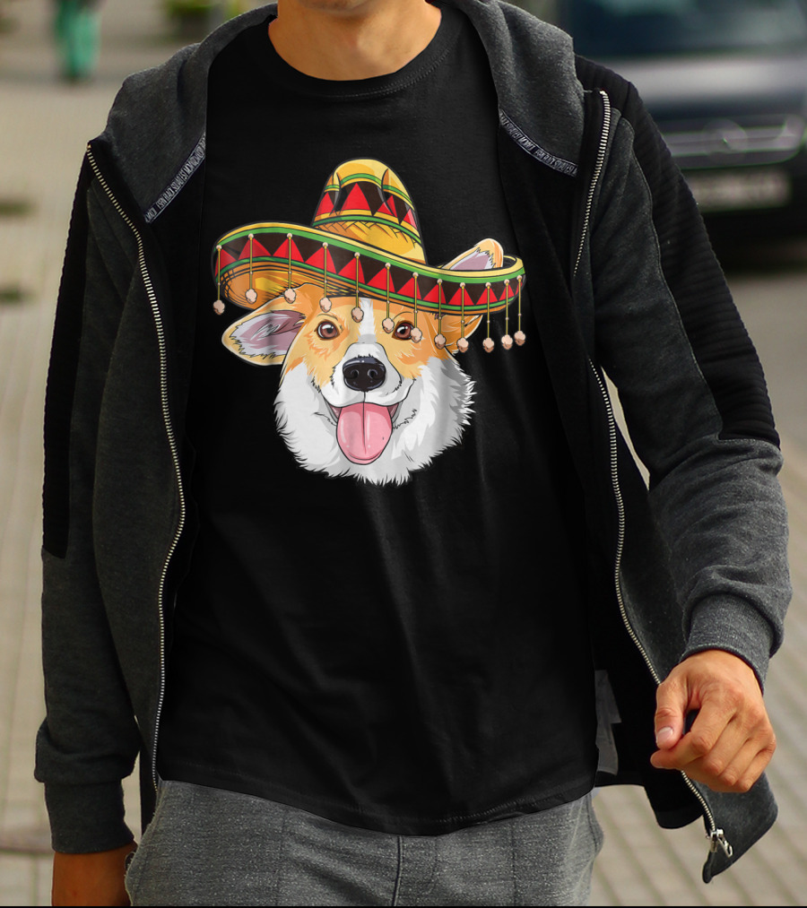 Cinco De Mayo Corgi Kids Boy Girl Sombrero Hat T-Shirt