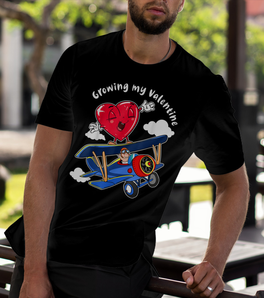 Growing My Valentine Cute Airplane Heart7 For Child Baby T-Shirt