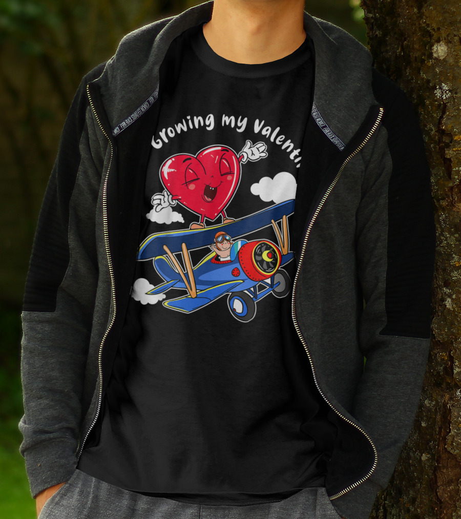 Growing My Valentine Cute Airplane Heart7 For Child Baby T-Shirt