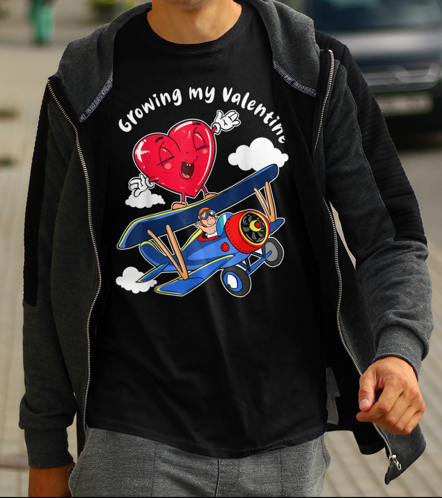 Growing My Valentine Cute Airplane Heart7 For Child Baby T-Shirt