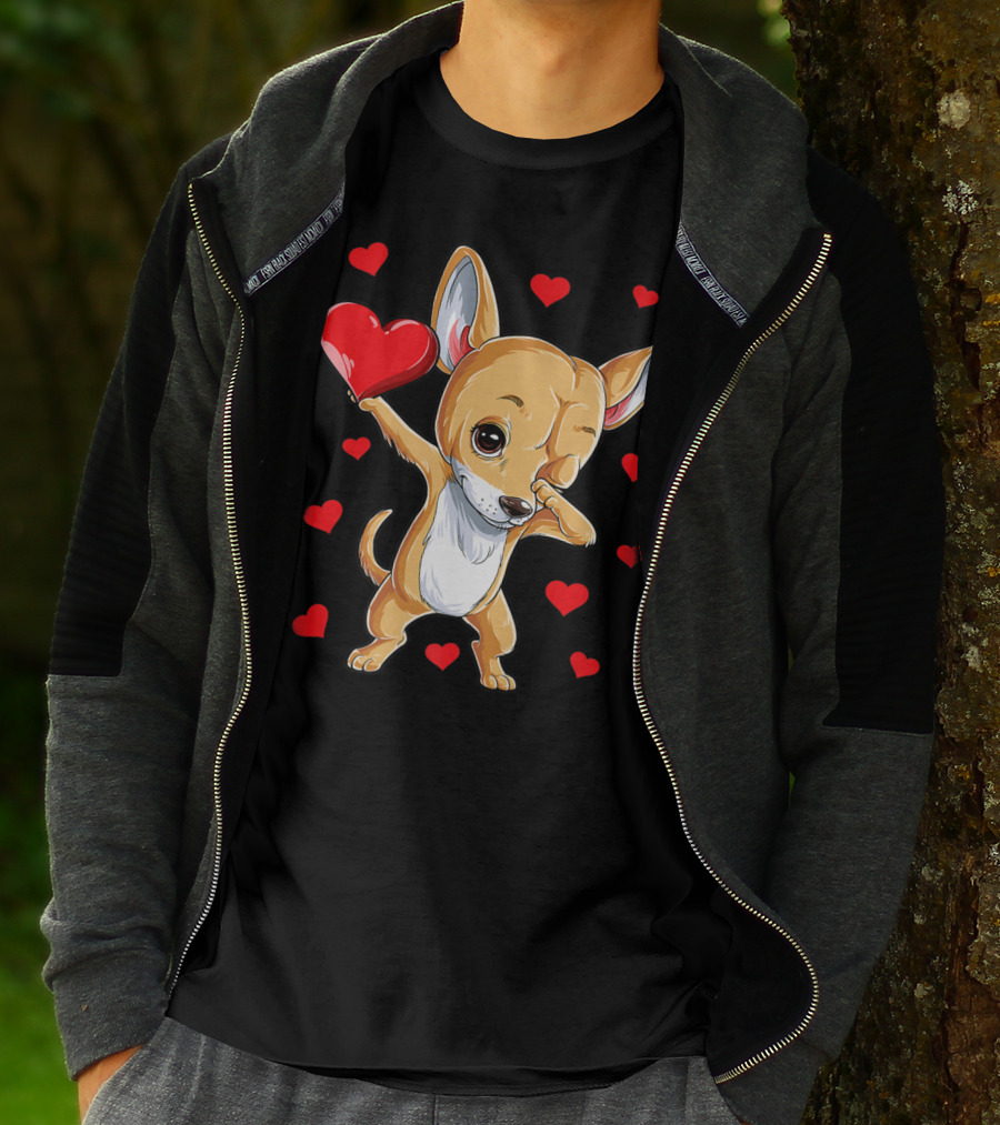 Dabbing Chihuahua Valentines Day Dog Lover Heart Boys4 T-Shirt