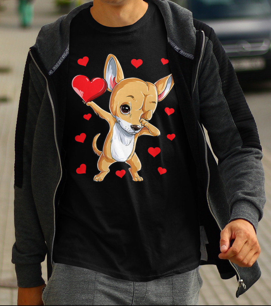 Dabbing Chihuahua Valentines Day Dog Lover Heart Boys4 T-Shirt