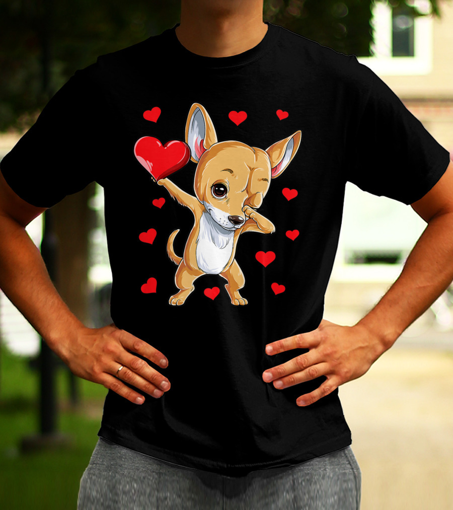 Dabbing Chihuahua Valentines Day Dog Lover Heart Boys4 T-Shirt