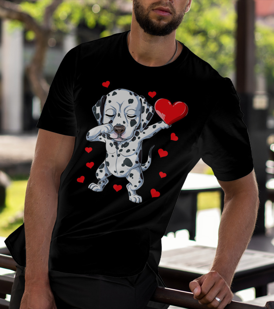 Dabbing Dalmatian Valentines Day Dog Lover Heart Boys1 T-Shirt